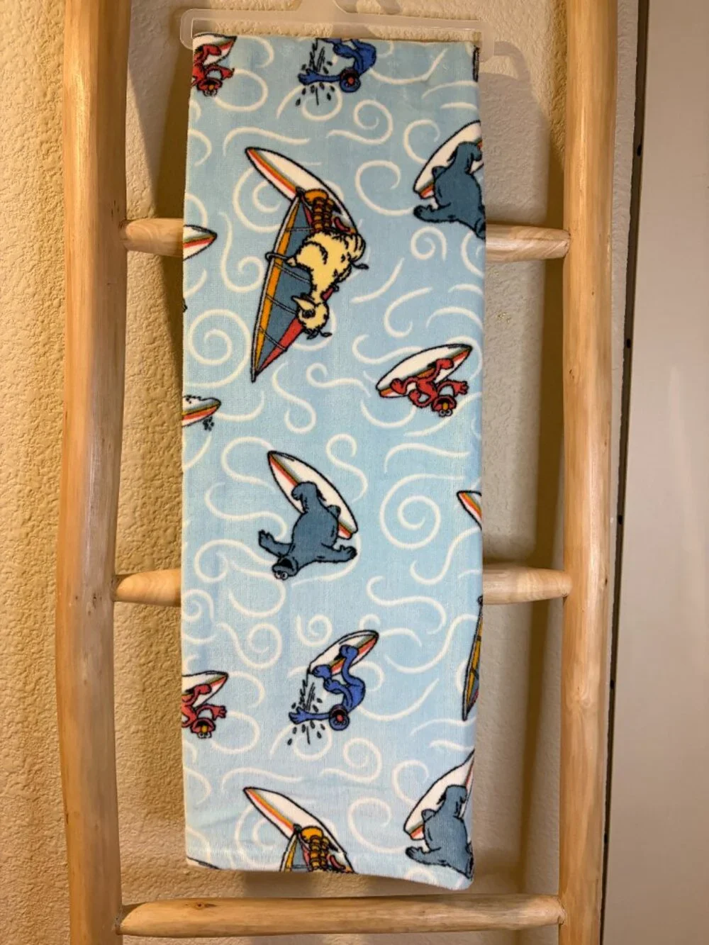 Sesame Street Surfing Beach Towel Elmo Cookie Monster Big Bird Grover NWT